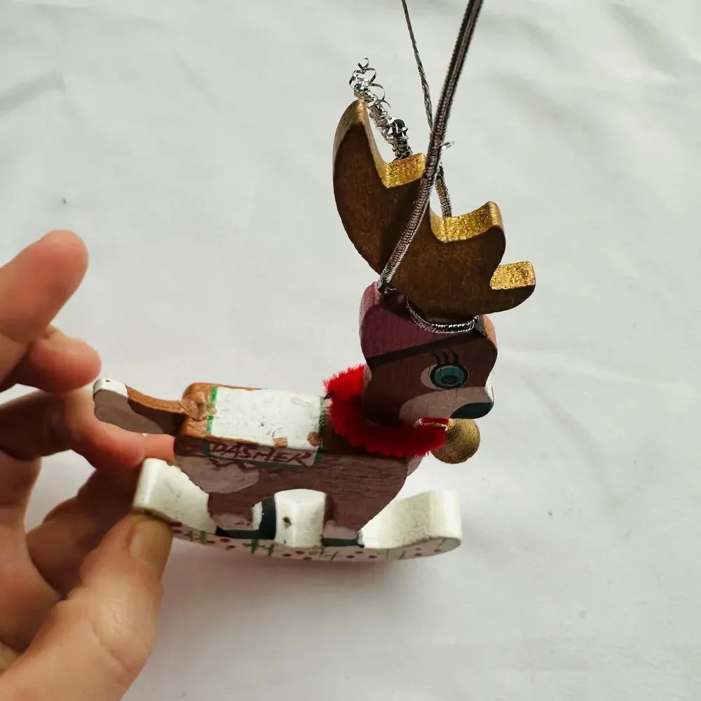 Vintage Hand Painted Santa's Reindeer 
